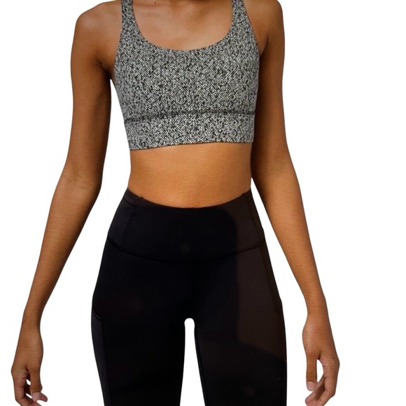 lululemon athletica Other - Lululemon Energy Bra Long Line Women 6 Scattered Herringbone Black White Active